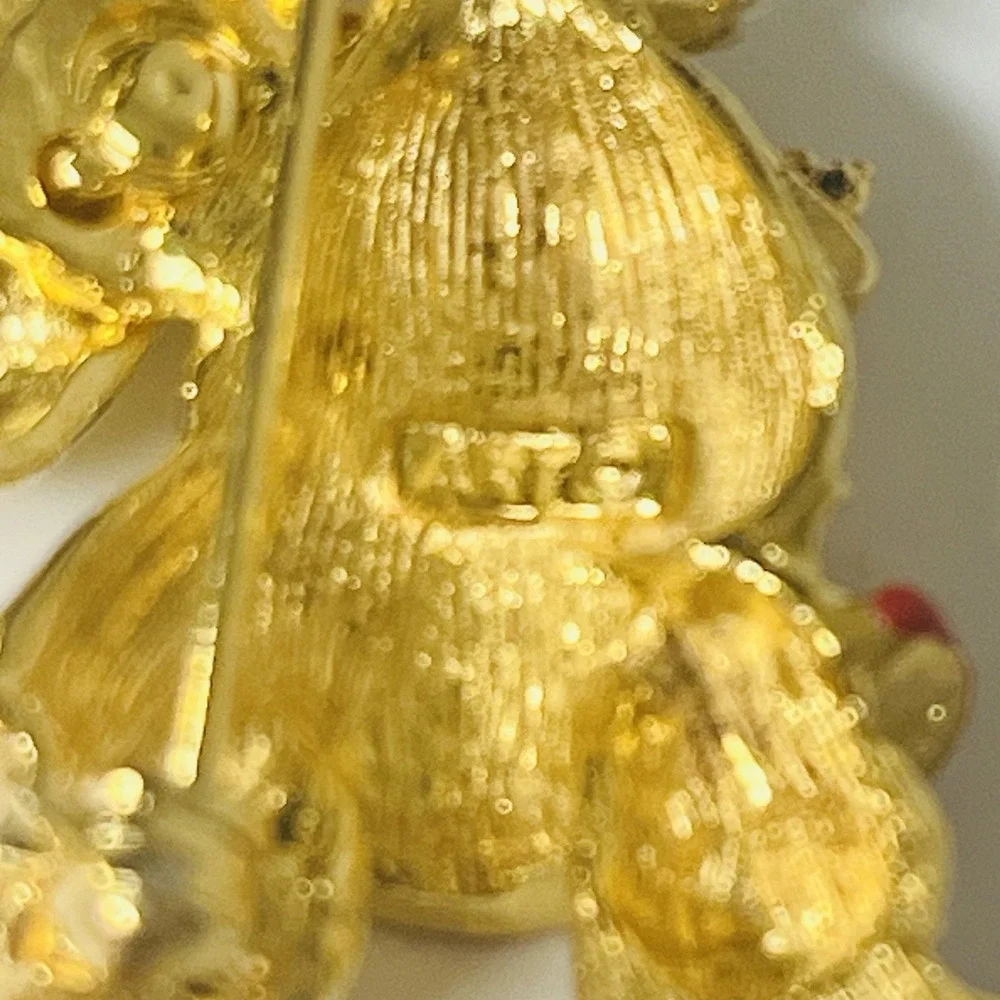 Vintage ART Signed Arthur Pepper Enameled Rhinestone‎ Santa Brooch Pin